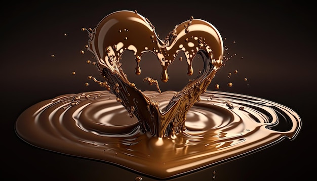 Czekoladowe serce na ciemnym tle Gorące roztopionej czekolady Miłość i St Valentine's Day koncepcji