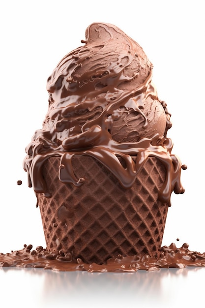 czekoladowy lodowy stożek z czekolatką na nim
