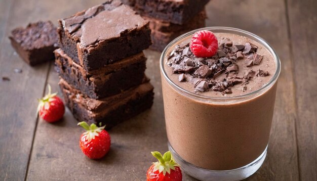 Czekoladowy smoothie z brownie na wierzchu