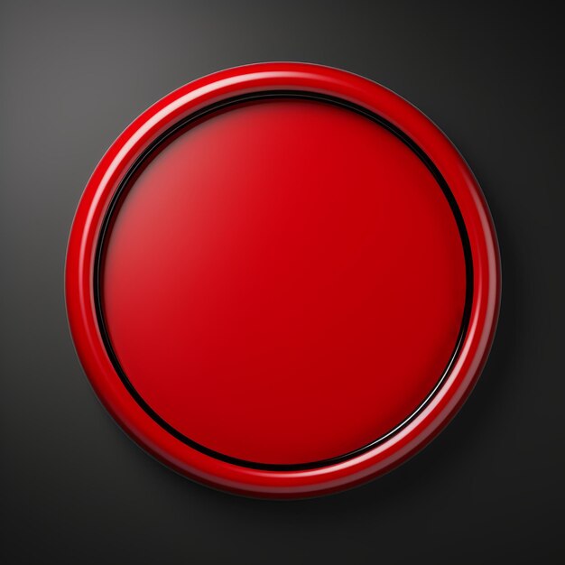 Zdjęcie czerwona błyszcząca powierzchnia minimalistyczna okrągła ramka na zdjęcia minimalistyczny pierścionek z realistyczną teksturą kwadratowa ilustracja cyfrowa ai wygenerowane puste kółko na czarnym tle