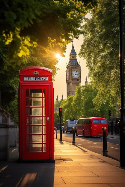 Czerwona budka telefoniczna z słowem "Londyn" na szczycie