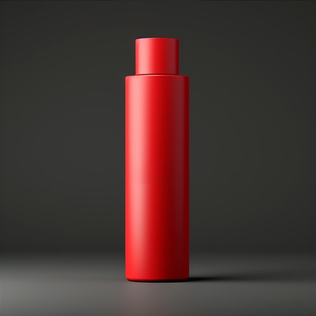 Czerwona butelka z tworzywa sztucznego lub aluminium z płaskim tłem