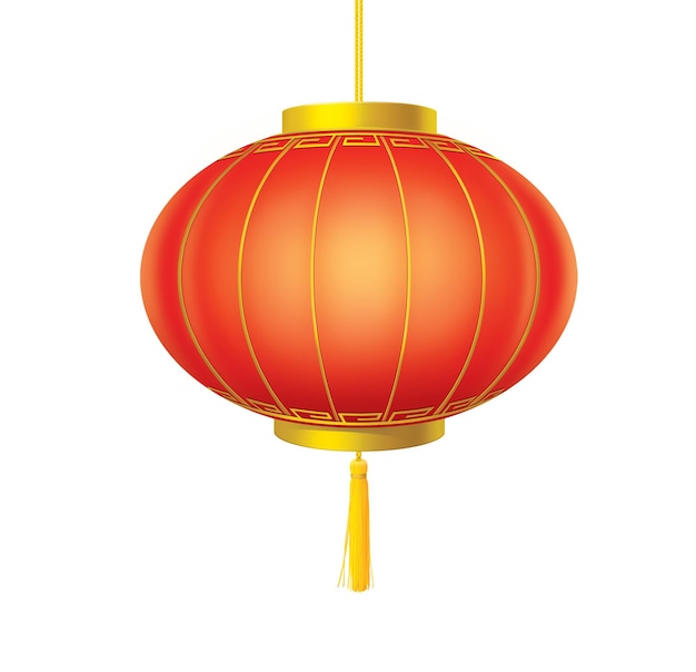 Czerwona chińska latarnia Tradycyjna chińska czerwona lampka ILUSTRACJA samodzielnie na białym tle