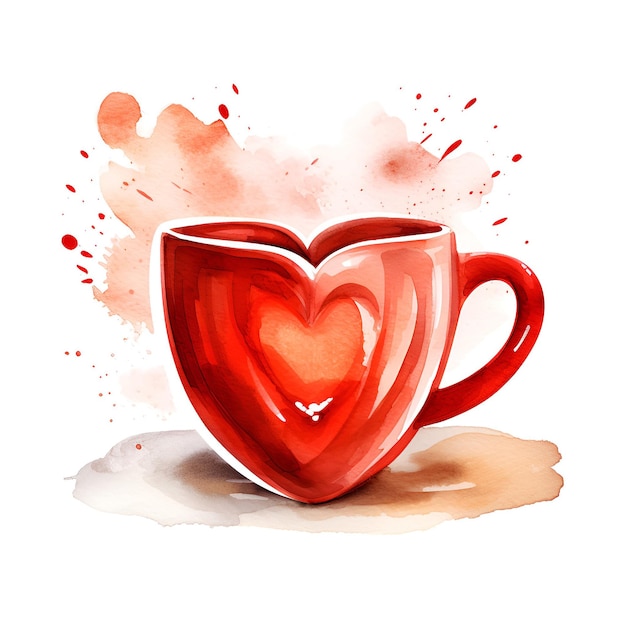 Zdjęcie czerwona filiżanka kawy z sercem dla miłości śniadanie na walentynki c