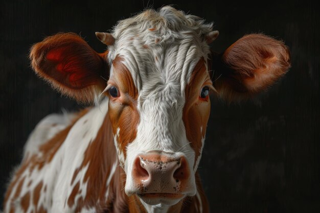 Zdjęcie czerwona głowa z białymi plamami krowy mlecznejseria zdjęć izolowane