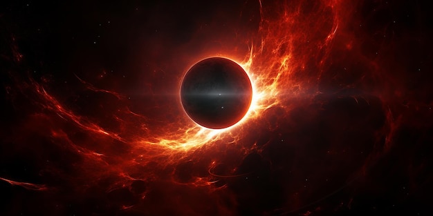 czerwona gwiazda abstrakcyjna ilustracja na temat kosmicznego zaćmienia Słońca