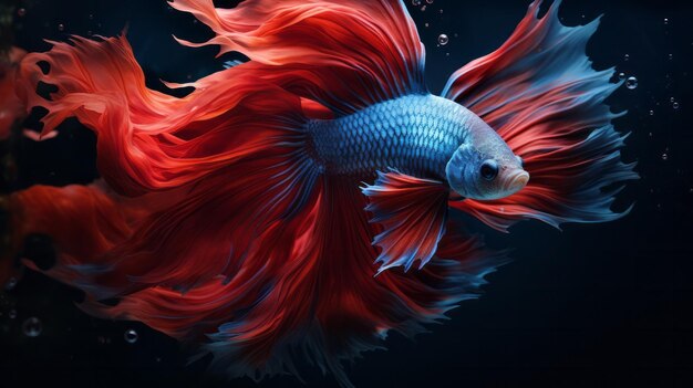 Czerwona i niebieska ryba w wodzie