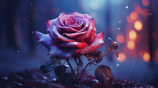 czerwona i różowa róża w wazonie na ciemnym tle