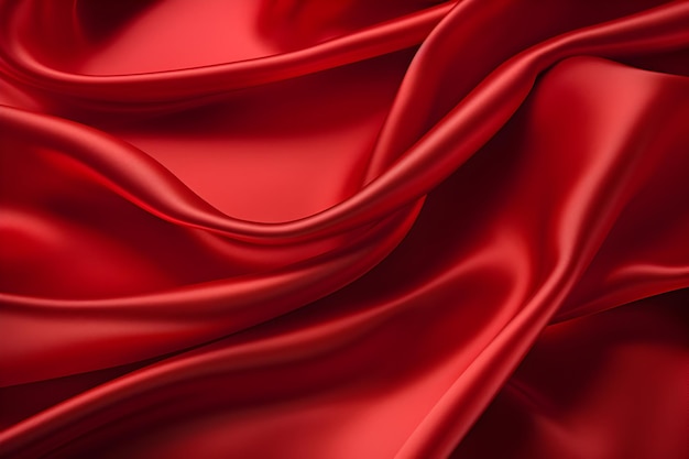 Zdjęcie czerwona jedwabista tkanina z bliska tekstura tkaniny z naturalnego jedwabiu lub innego materiału tekstylnego tło walentynki
