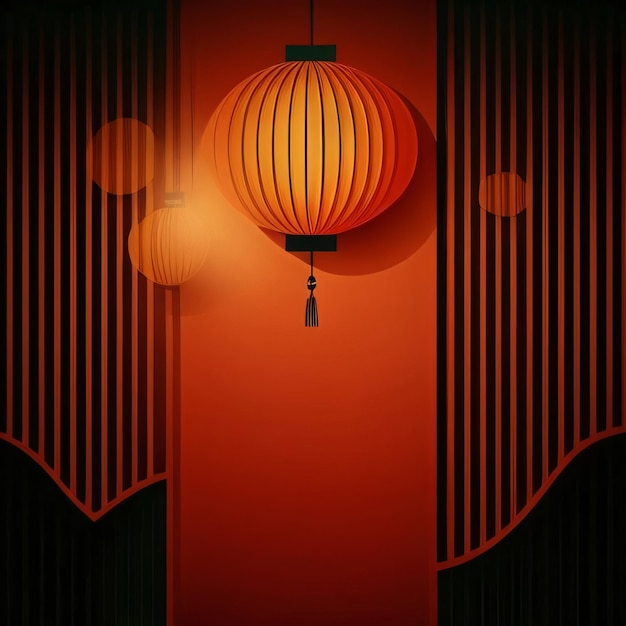 Czerwona kartka z miejscem na własną treść dotyczącą dekoracji chińskiej latarni z obchodów chińskiego Nowego Roku