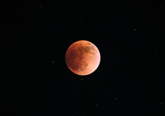 Czerwona krew pełni księżyca na tle czarnego nieba Zaćmienie księżyca Supermoon