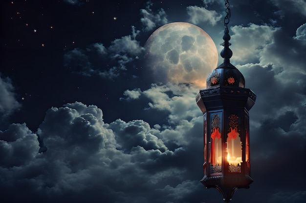 czerwona latarnia w stylu fantazji ramadan islamska uroczystość tło tapeta