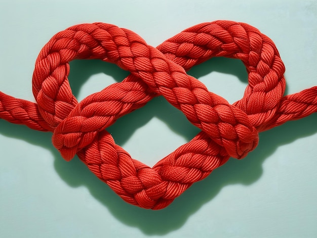 Zdjęcie czerwona linia z węzłem w kształcie serca