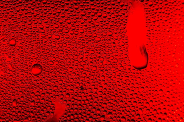 Czerwona Makro Kropla Wody Texture Krople Wody Na Czerwonym Tle