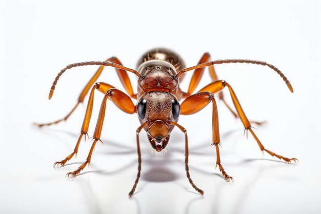 Czerwona mrówka drewniana formica rufa lub południowa mrówki drewniane izolowane na białym