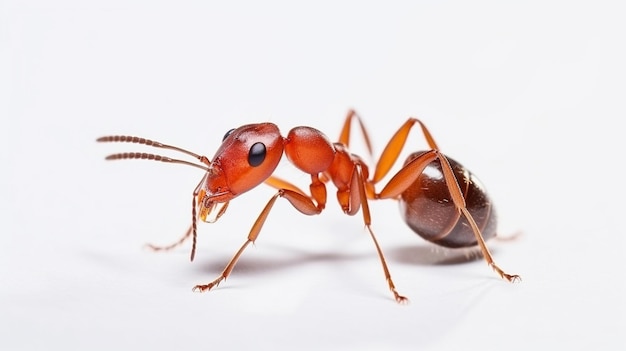 Czerwona mrówka formica rufa na białym tle