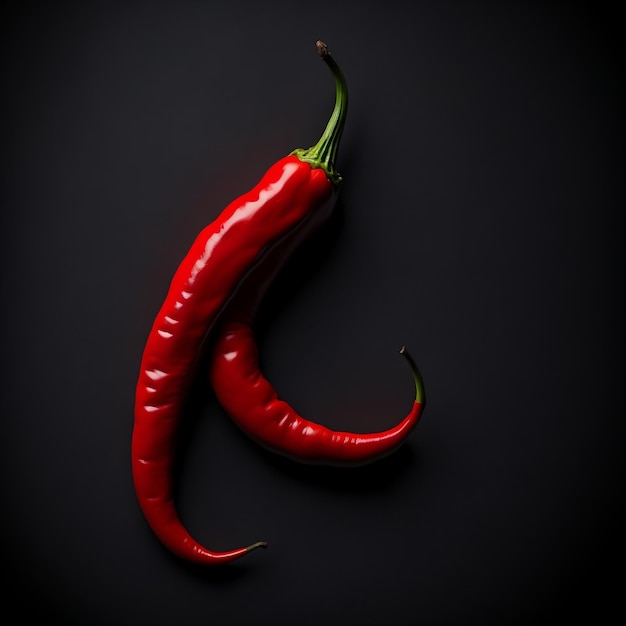 czerwona papryka chili na białym tle na czarnym tle