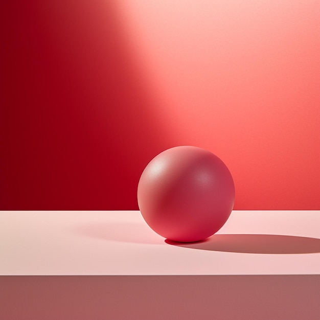 Czerwona piłka na czerwonym tle 3d render minimalistyczny projekt