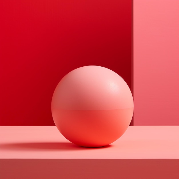 Czerwona piłka na czerwonym tle 3d render minimalistyczny projekt