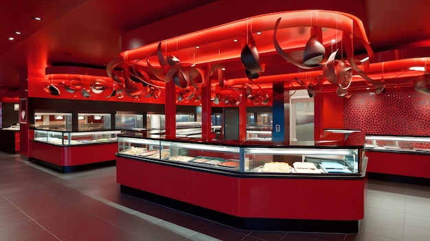 Czerwona restauracja w New London Food Hall