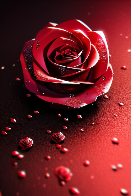 Zdjęcie czerwona róża hd tapeta tło ilustracja animacja kreskówkowa materiał projektowy