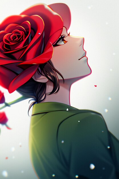 Zdjęcie czerwona róża hd tapeta tło ilustracja animacja kreskówkowa materiał projektowy