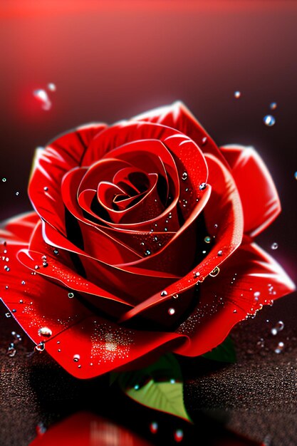 Czerwona róża HD tapeta tło ilustracja animacja kreskówkowa materiał projektowy