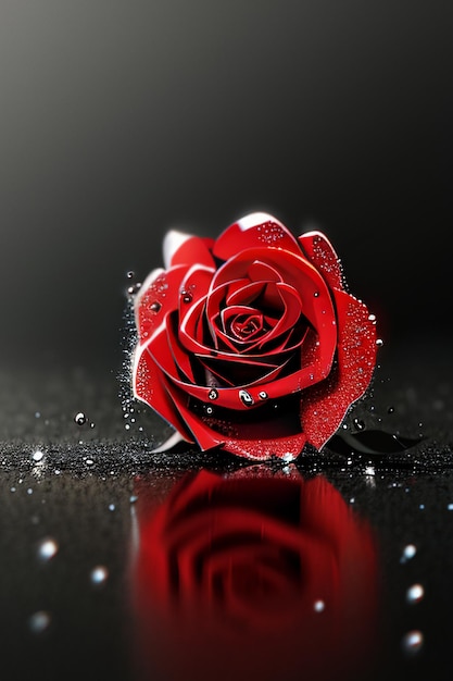 Czerwona róża HD tapeta tło ilustracja animacja kreskówkowa materiał projektowy