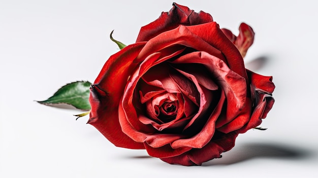 Czerwona róża jest na białym tle