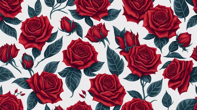 czerwona róża kwiaty akwarela bezszwowe wzór