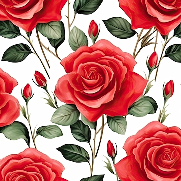 czerwona róża kwiaty akwarela bezszwowe wzory