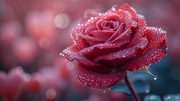 Czerwona róża z pocałunkiem z bliska Symbol miłości i romantyzmu idealny na Święto Walentynek i romantyzm
