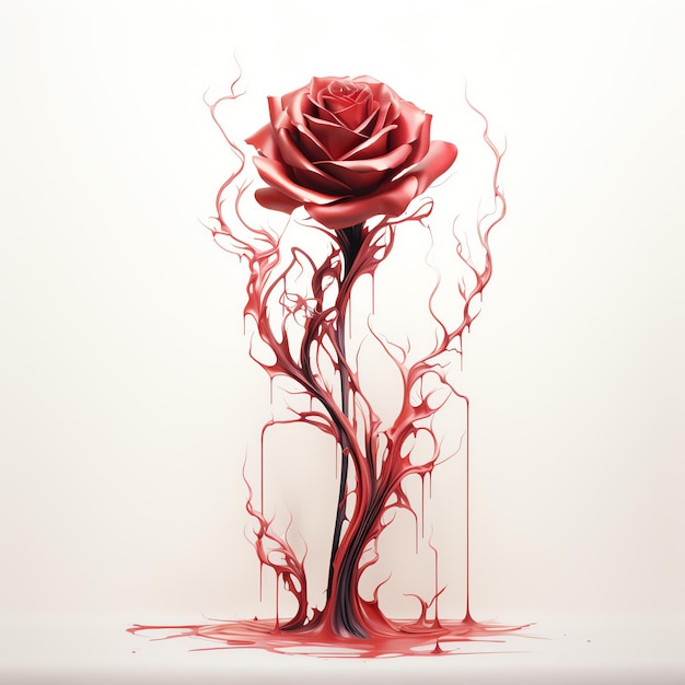 Czerwona róża z winorośli