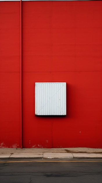 czerwona ściana z białym grzejnikiem