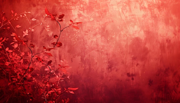 czerwona ściana z rośliną i czerwonym tłem