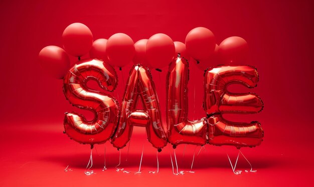 Zdjęcie czerwona sprzedaż balonów z folii heliowej promocja zakupów i zniżki
