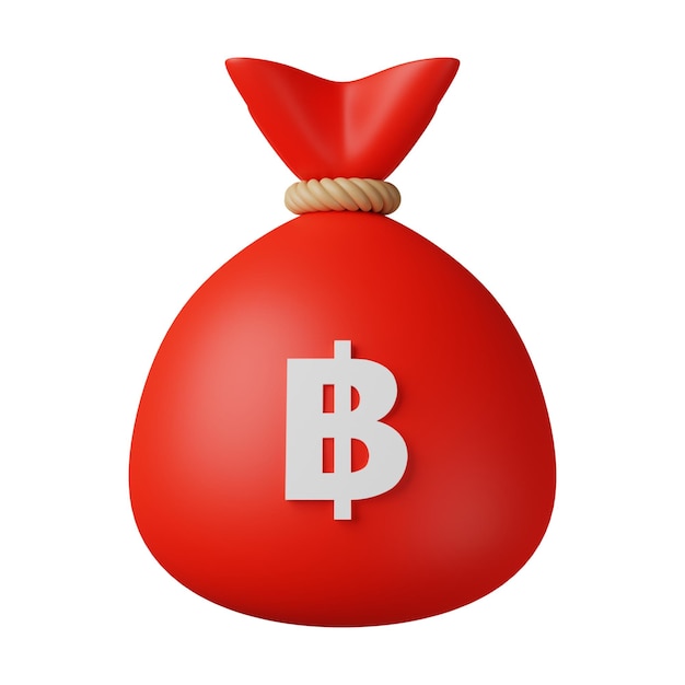 Czerwona torba na pieniądze Baht ilustracja 3D