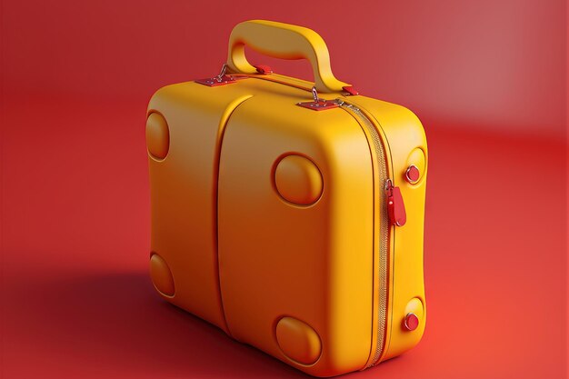 Czerwona torba podręczna na żółtym tle w minimalistycznym stylu podróżniczym