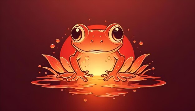 czerwona żaba ze światłem na tle
