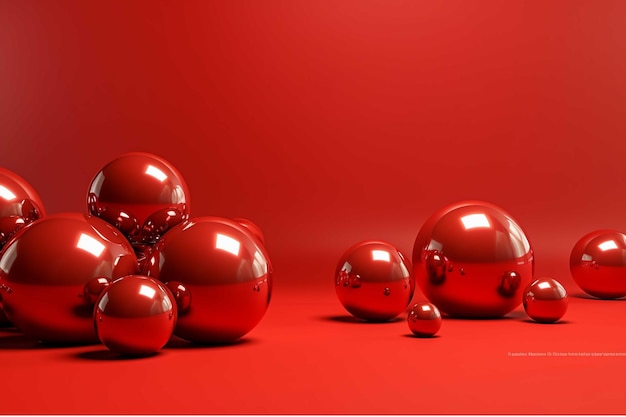 Czerwone bombki świąteczne na czerwonym tle renderowania 3D ilustracji
