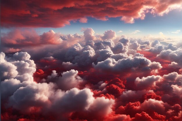 Czerwone Chmury Tło Chmura Tło Chmury Tło Niebo Tło Chmury Tekstura AI Generatywny
