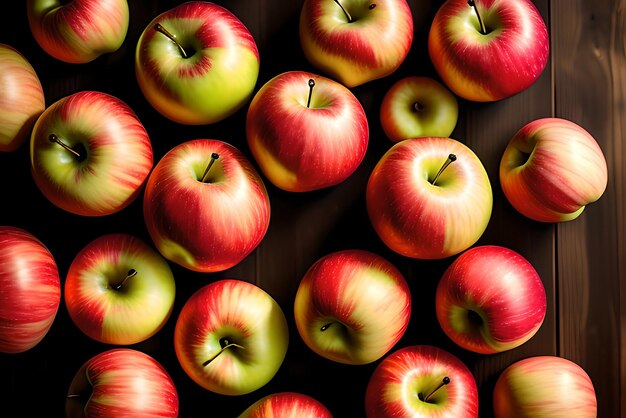 Zdjęcie czerwone dojrzałe jabłka jako tło widok z góry zawartość generowana przez ai