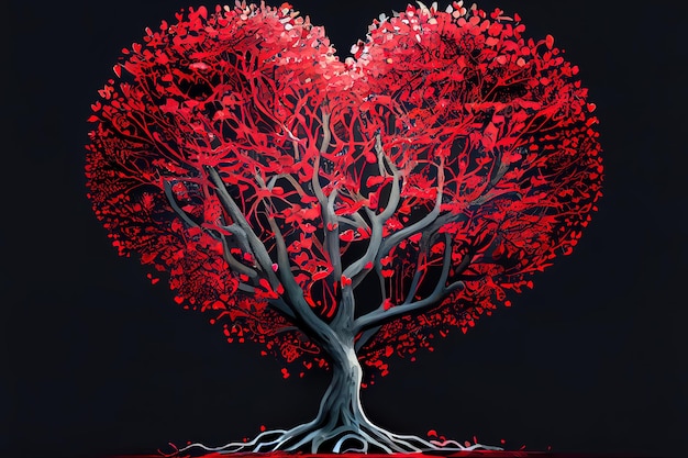 Czerwone drzewo miłości Drzewo w kształcie serca
