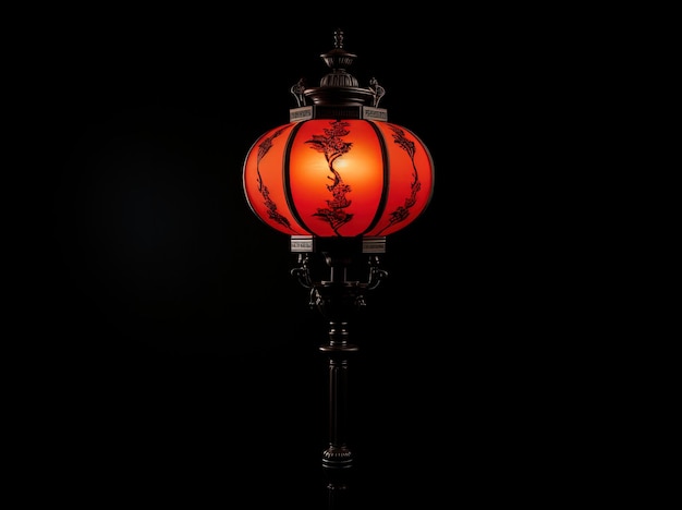 Zdjęcie czerwone i złote chińskie latarnie odizolowane na czarnym tle azjatycki festiwal czerwonych lamp nowego roku