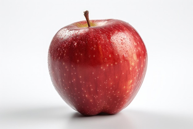 Czerwone jabłko na białym tle cyfrowych ilustracji Generative AI