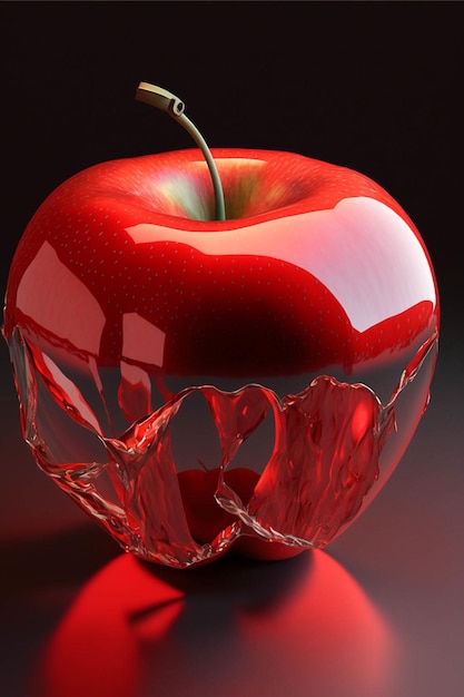 Czerwone jabłko siedzi na stole generatywnej ai