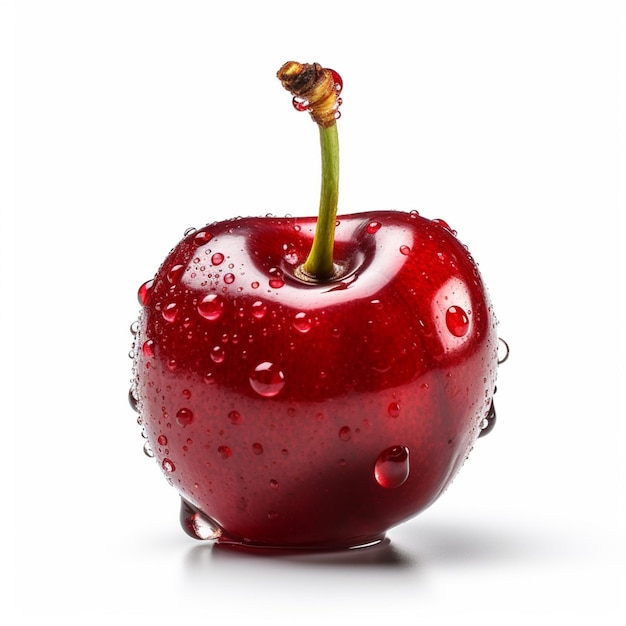 Czerwone jabłko z kroplami wody na nim