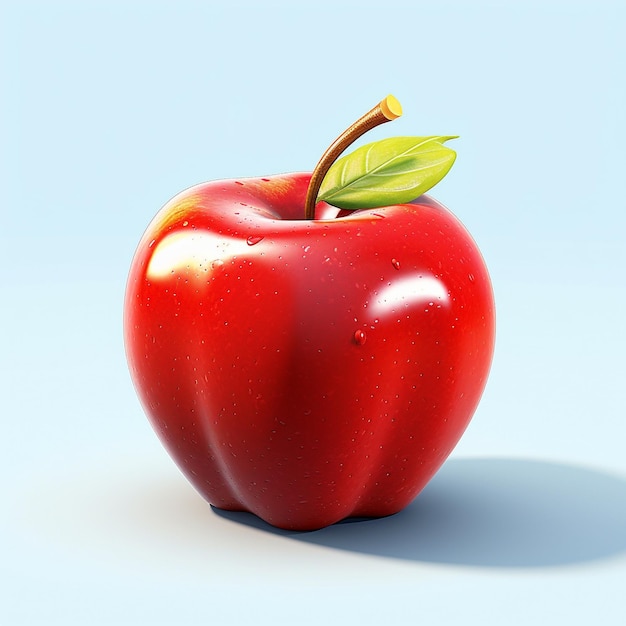 czerwone jabłko z zieloną łodygą i liściem