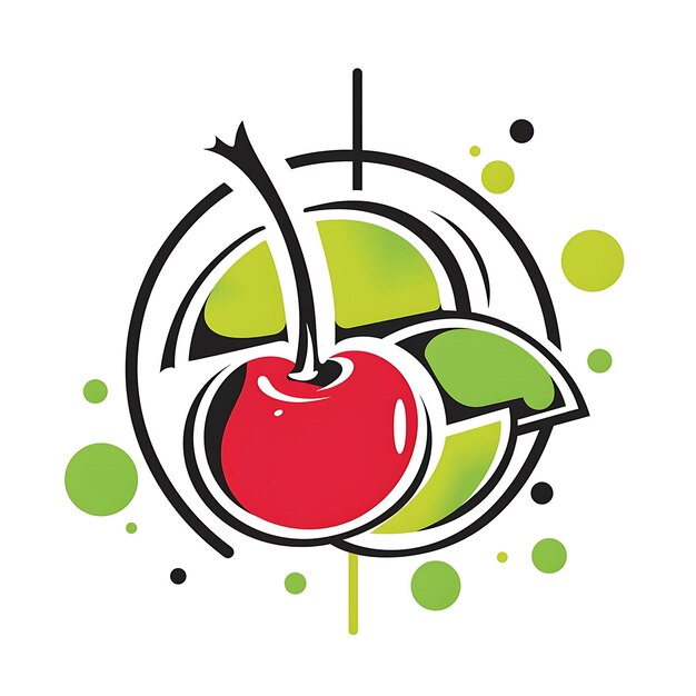 Zdjęcie czerwone jabłko z zielonym i zielonym na nim jest narysowane w kręgu