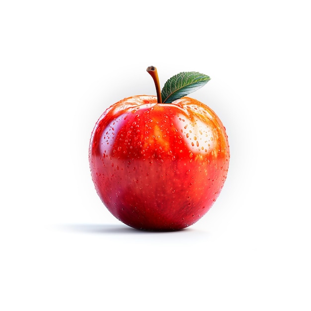 Czerwone jabłko z zielonym liściem